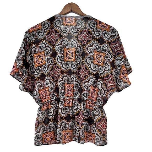 Gap Multicolor Sheer Peplum Top Small Blouse Boho Patterned - Picture 4 of 8